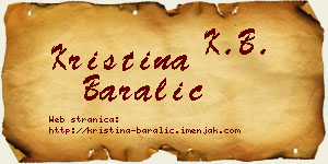 Kristina Baralić vizit kartica